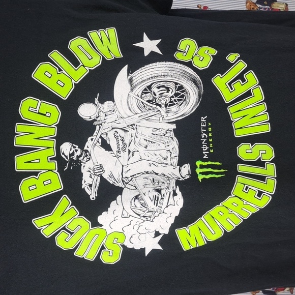 Monster Energy Suck Bang Blow burnout contest black & green graphic t-shirt - Picture 5 of 7